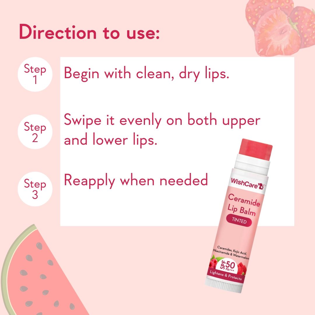 Tinted Ceramide Lip Balm for Dark Pigmented Lips with SPF50 PA+++ Heals Dry & Chapped Lips