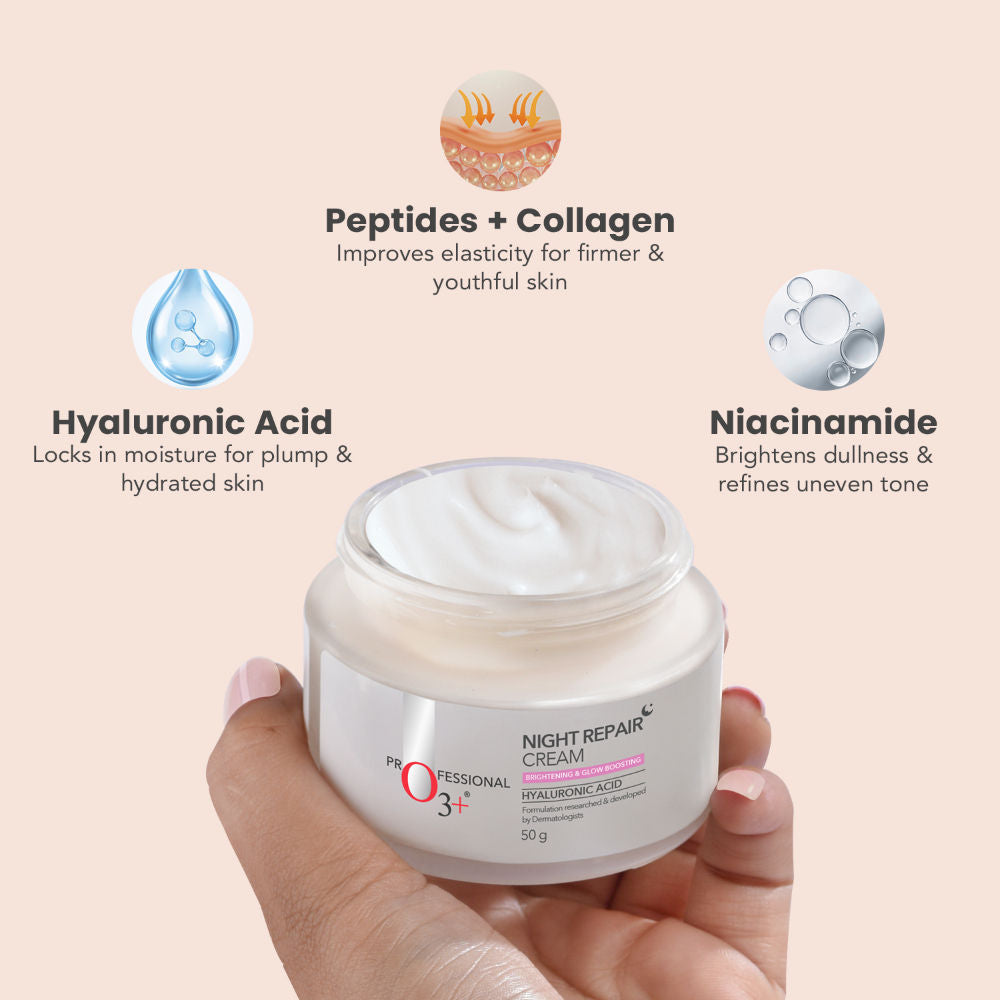 Night Repair Cream - Moisturiser For Brightening & Glow Boosting | Fades Finelines & Wrinkles