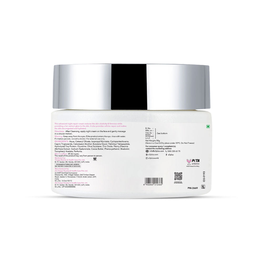 Night Repair Cream - Moisturiser For Brightening & Glow Boosting | Fades Finelines & Wrinkles
