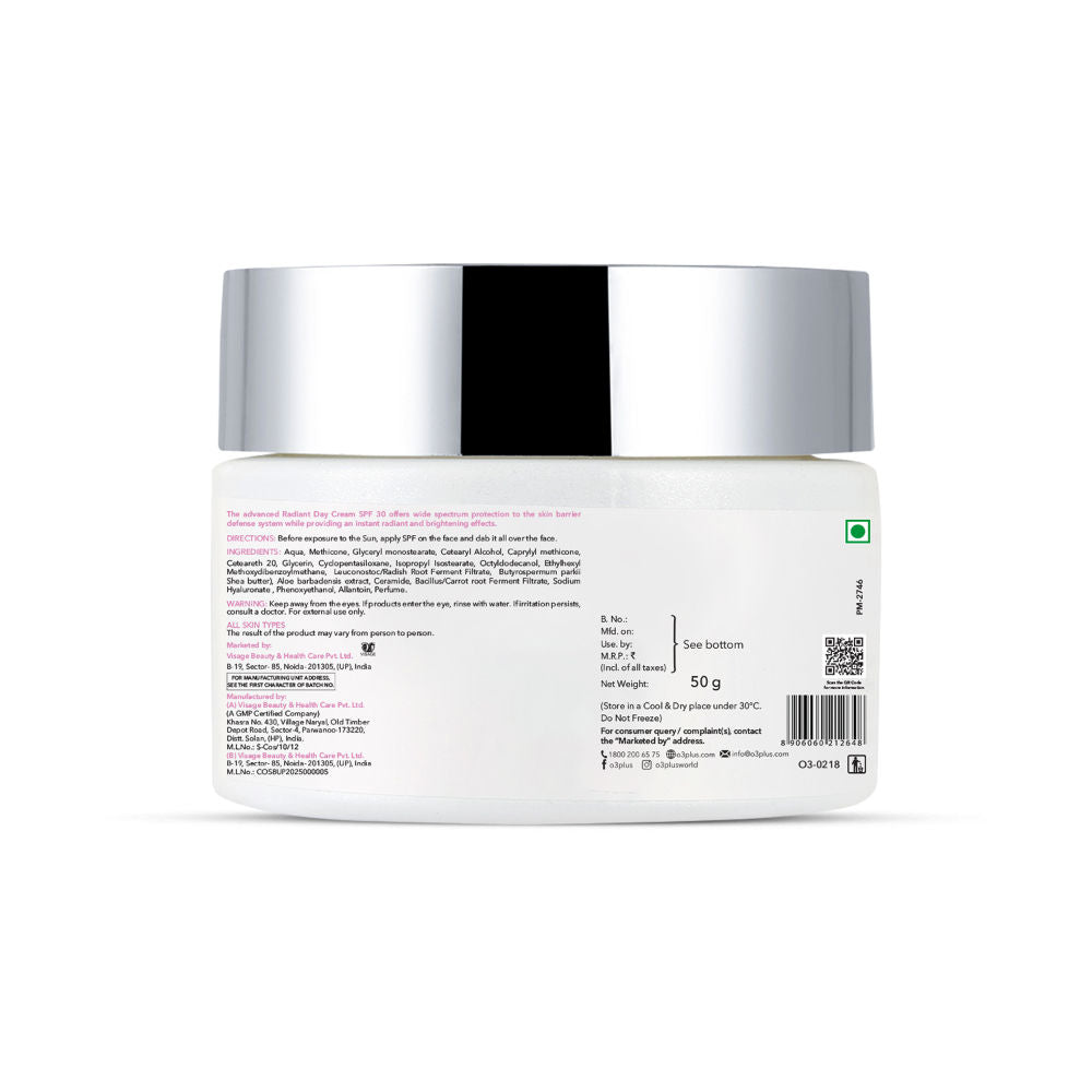 Radiant Day Cream Moisturiser SPF30 for Brightening & Glowing Skin | All Skin Types