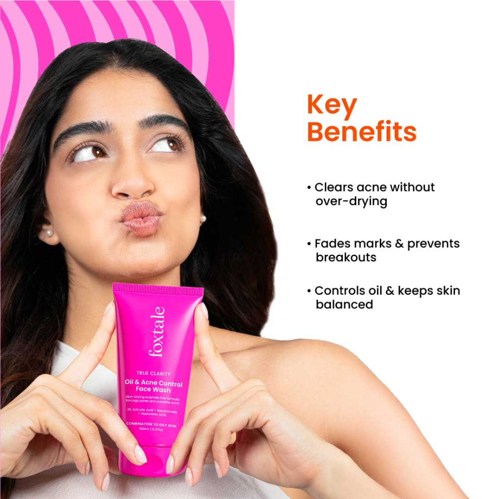 Oil & Acne Control Face Wash with 2% Salicylic Acid & Cica, For Clear, Oil Free & Calm Skin