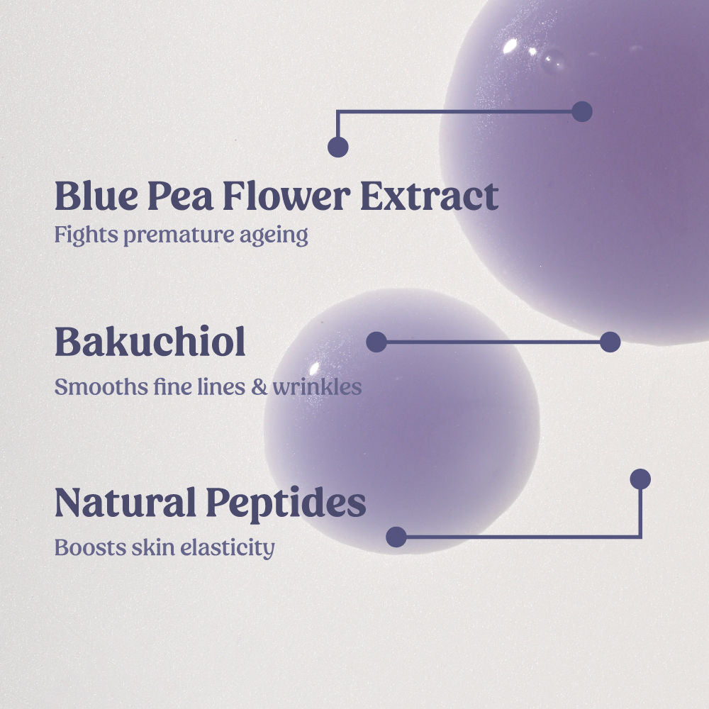 Better Ageing Overnight Serum with BluePea Flower Extract, Bakuchiol, Ceramides & Peptides
