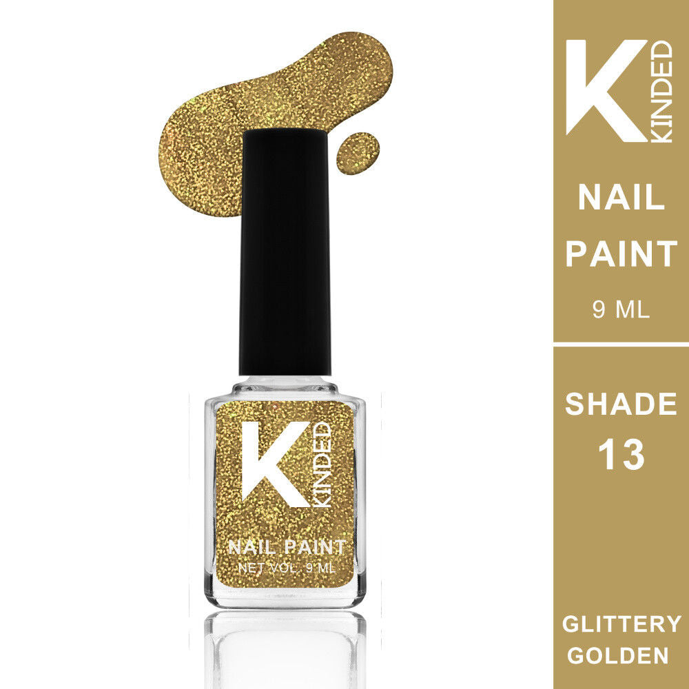 Long Stay Shimmery Finish Nail Paint - 13 Glittery Golden