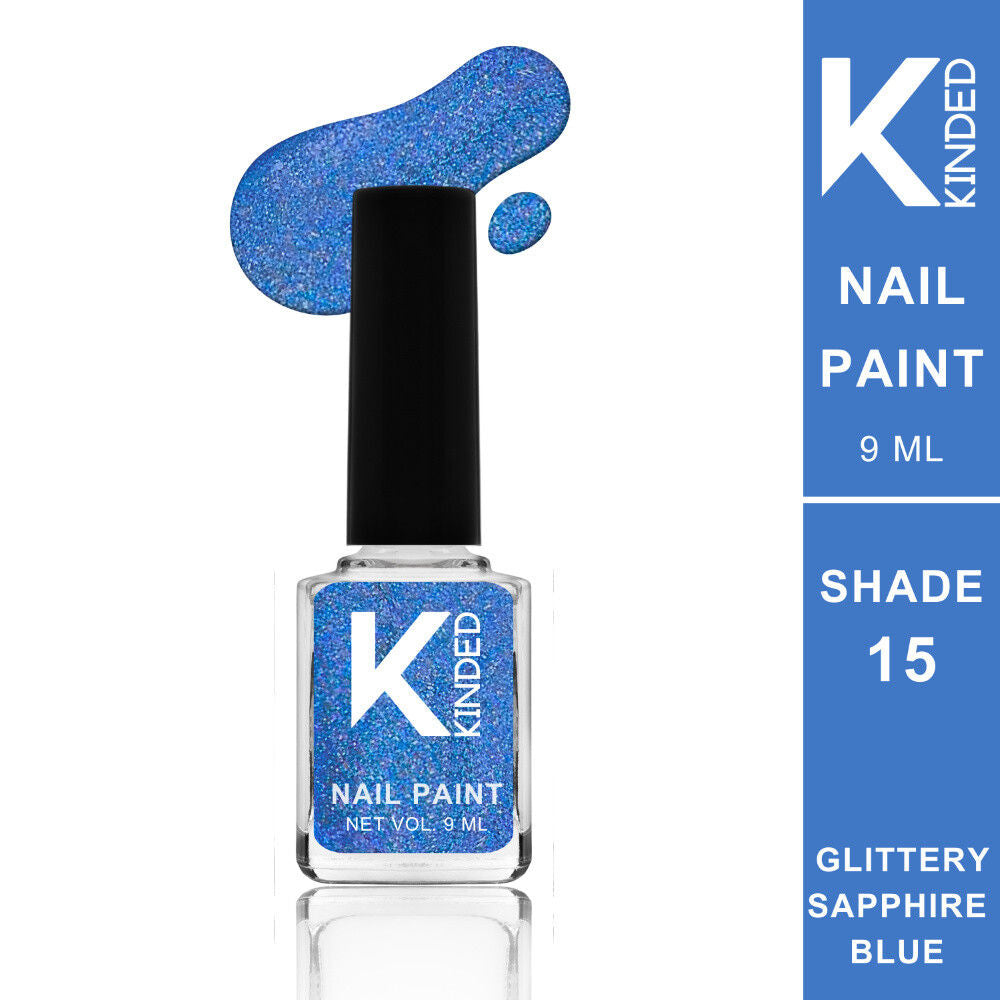 Long Stay Shimmery Finish Nail Paint - 15 Glittery Sapphire Blue