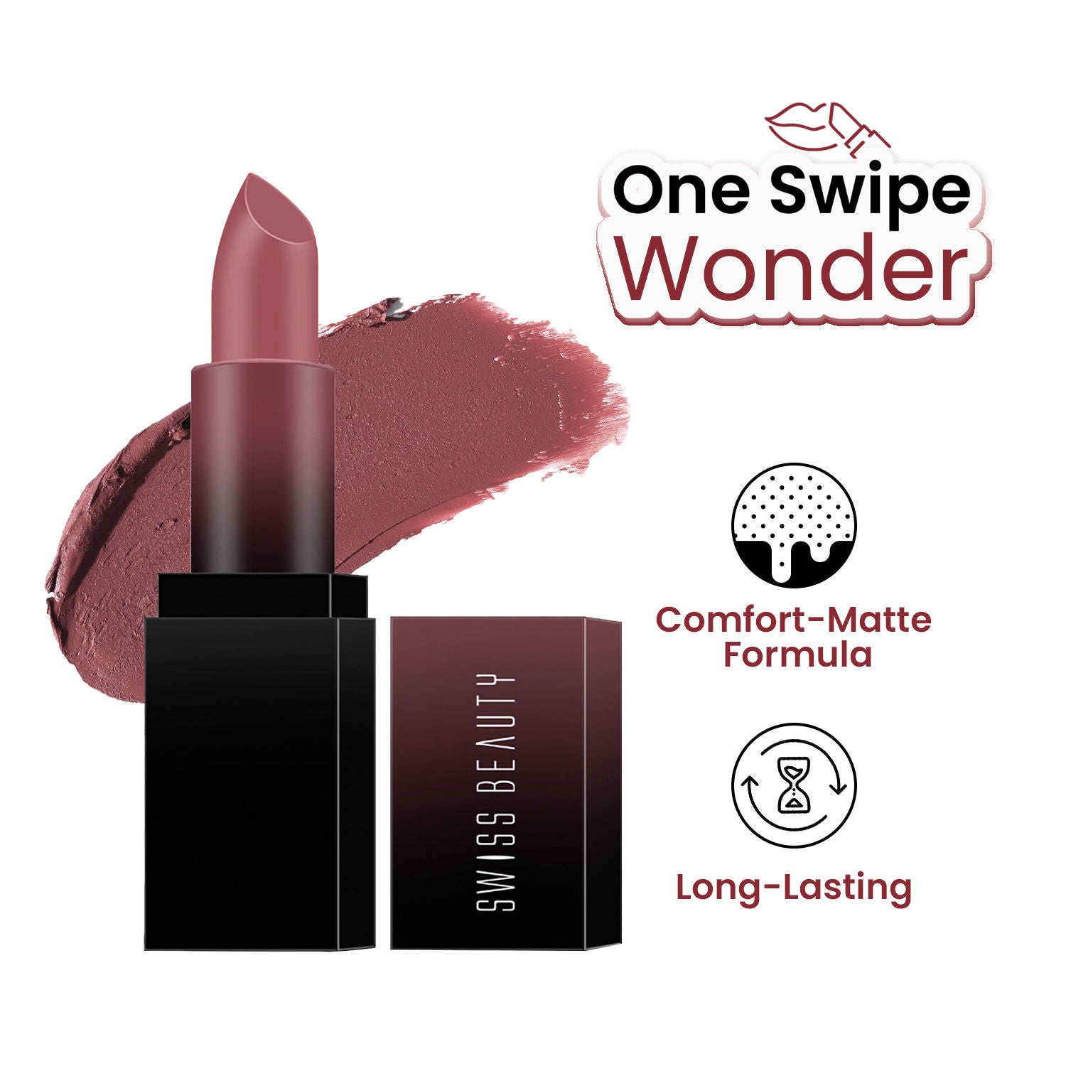 HD Matte Lipstick , High Coverage , Lightweight - 07 Mauve Blush