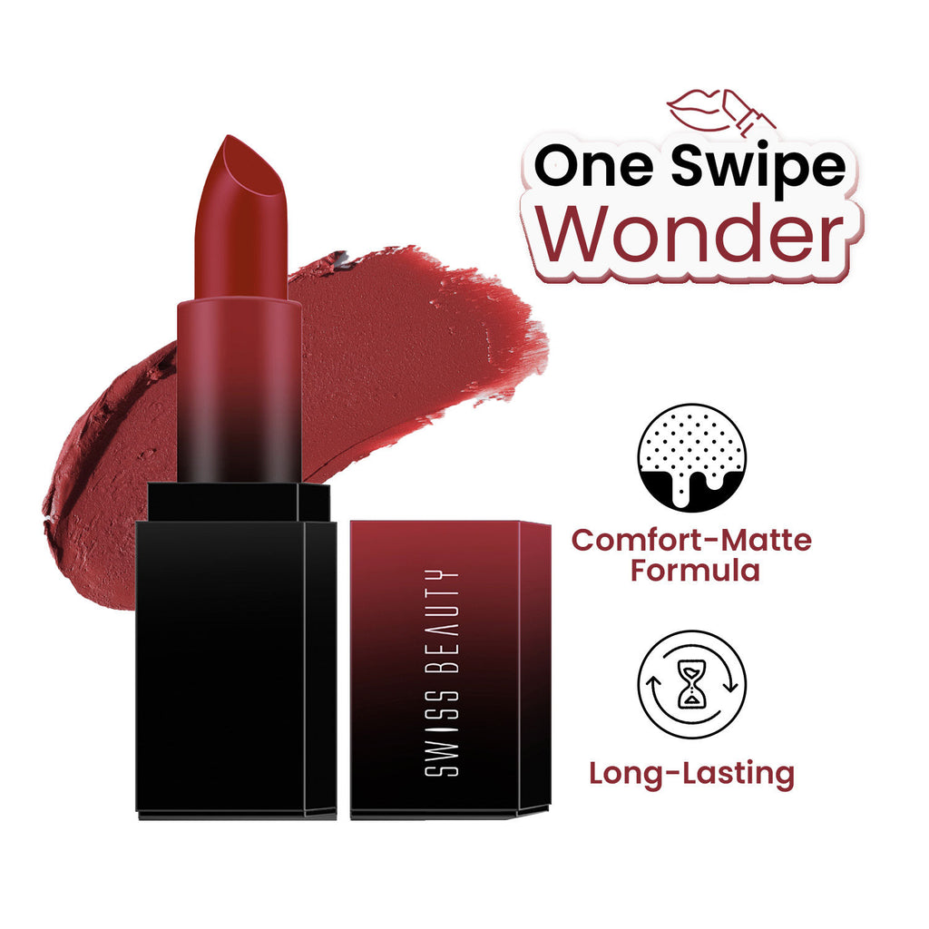 HD Matte Lipstick , High Coverage , Lightweight - 14 Pop Red