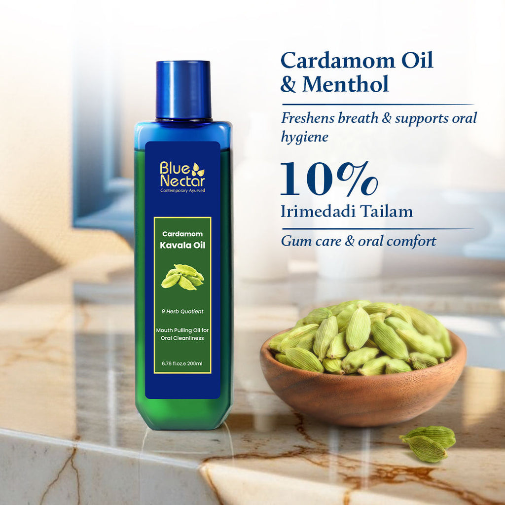 Cardamom Mint Oil Pulling for Mouth, Ayurvedic Mouth Freshener & Mouthwash 9 Herbs