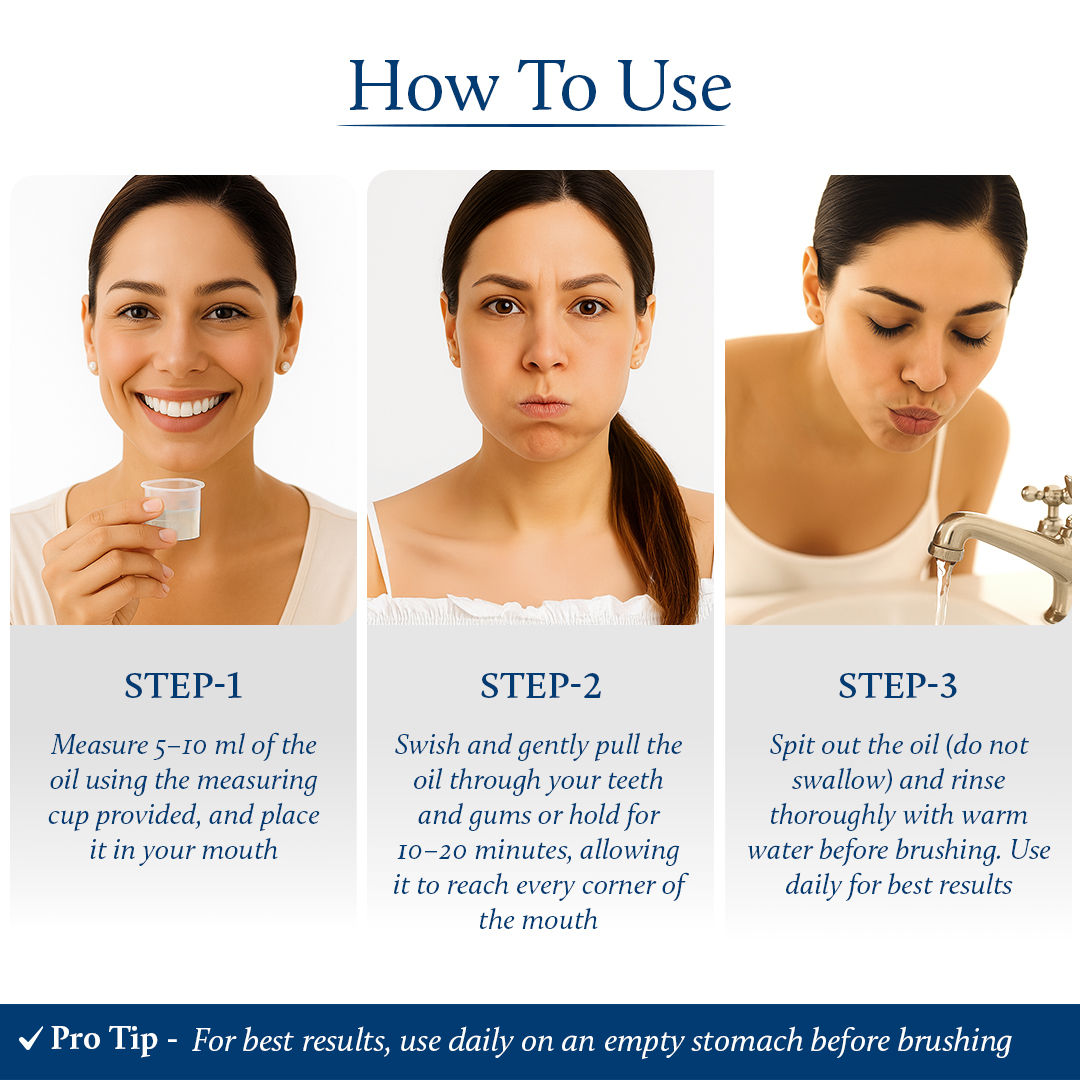 Clove Oil Pulling, Ayurvedic Mouthwash with Coconut Oil for Fresh Breath - 9 Herbs