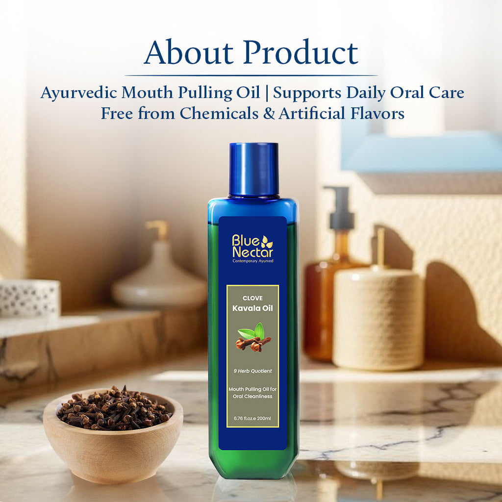 Clove Oil Pulling, Ayurvedic Mouthwash with Coconut Oil for Fresh Breath - 9 Herbs