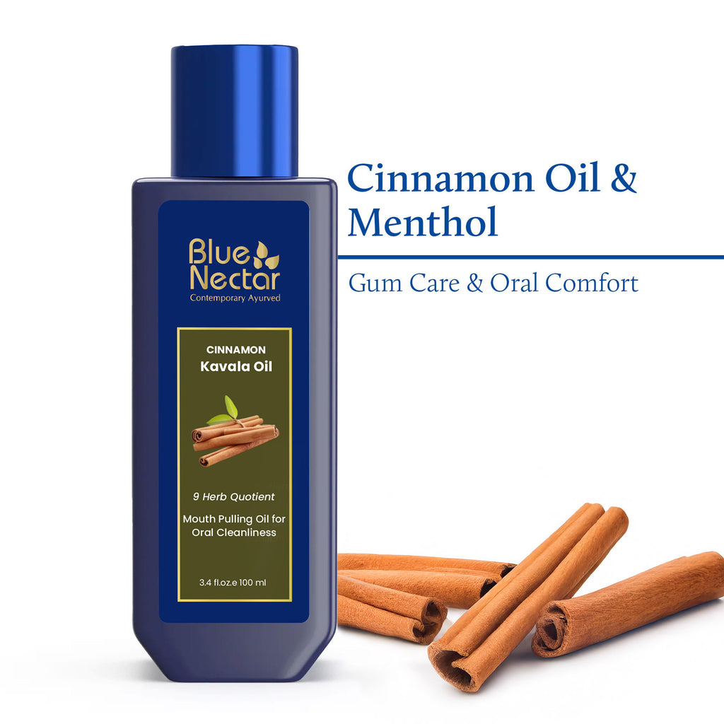 Cinnamon Mouth Pulling Oil, Ayurvedic Mouthwash for Fresh Breath & Oral Care - 9 Herbs
