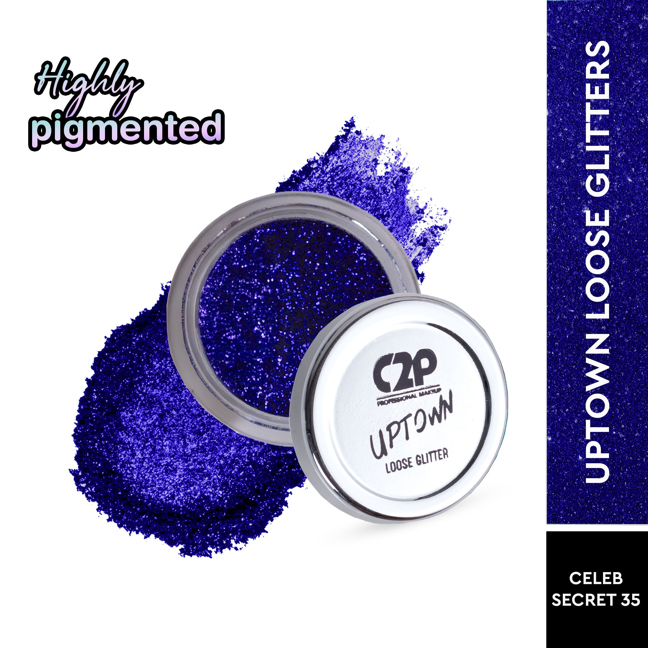 Uptown Loose Glitter for Eye Makeup Highly Pigmented Eyeshadow Powder - Celeb Secret 35