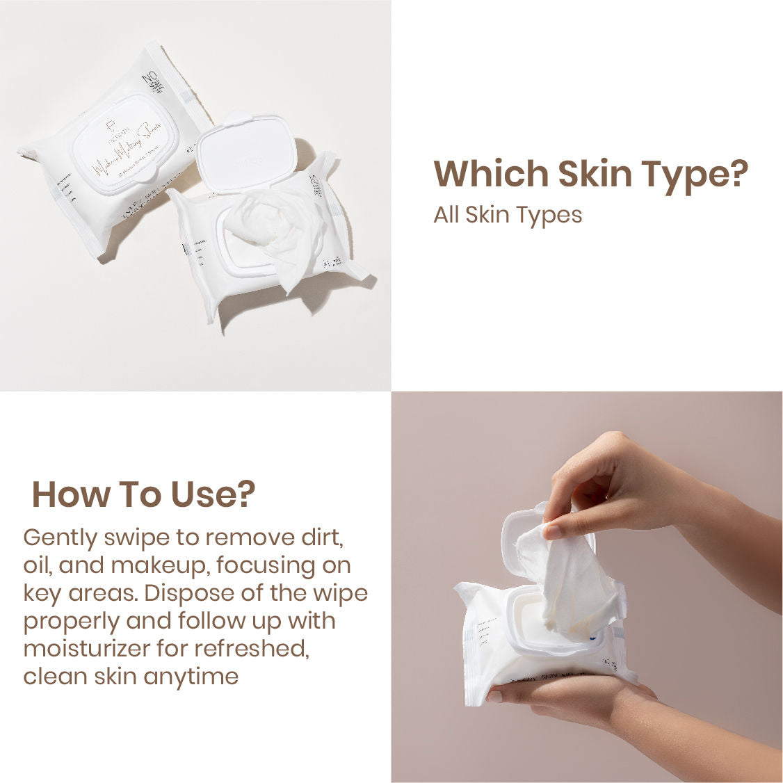 Personal Touch Makeup Remover Wipes for Waterproof Makeup - 10 Wipes
