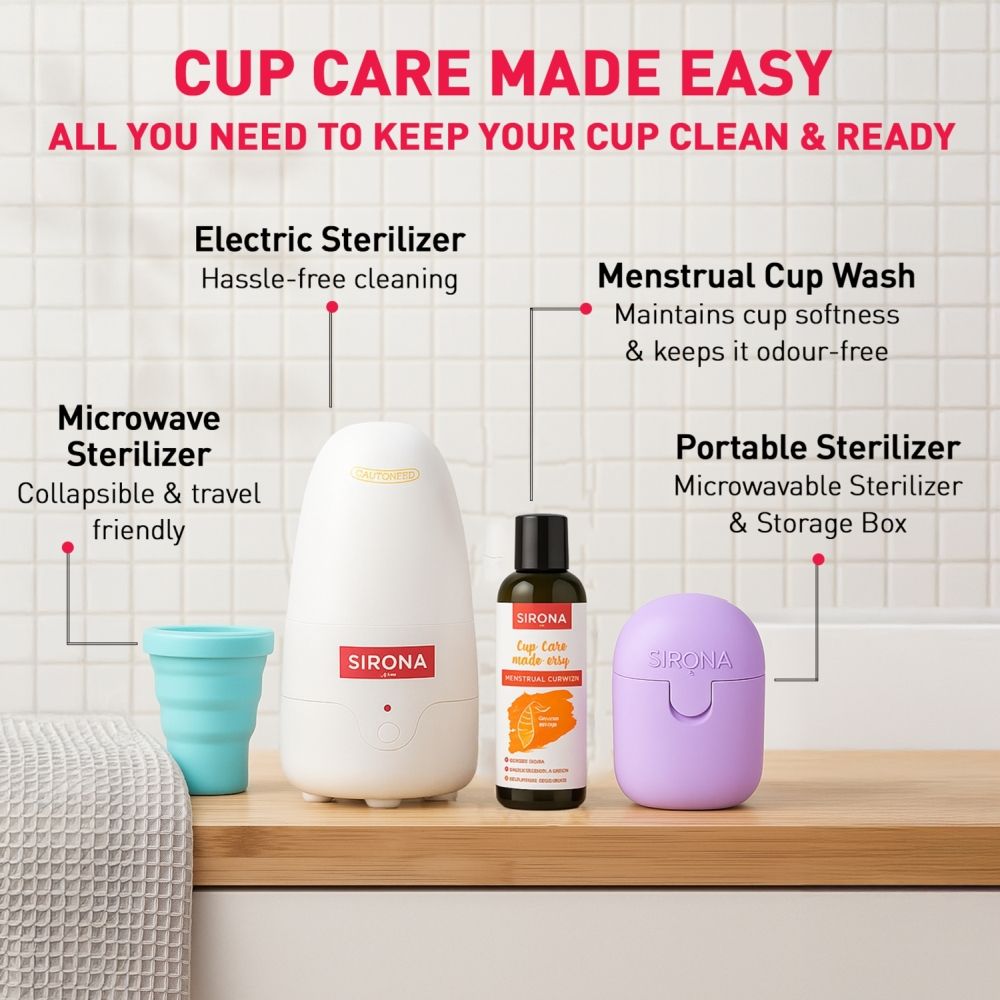 FDA Approved Reusable Menstrual Cup (Medium) with Portable Microwaveable Sterilizer
