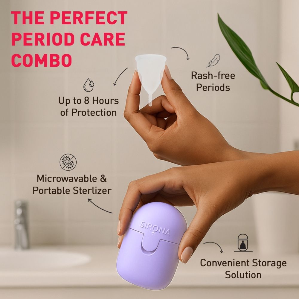 FDA Approved Reusable Menstrual Cup (Small) with Portable Microwaveable Sterilizer