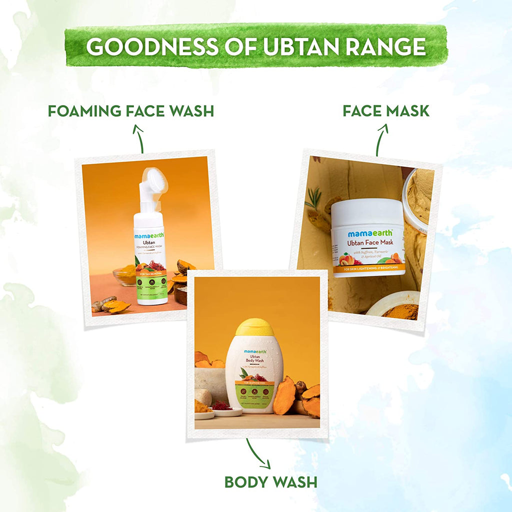 Ubtan Foaming Face Wash With Brush With Turmeric & Saffron For Tan Removal