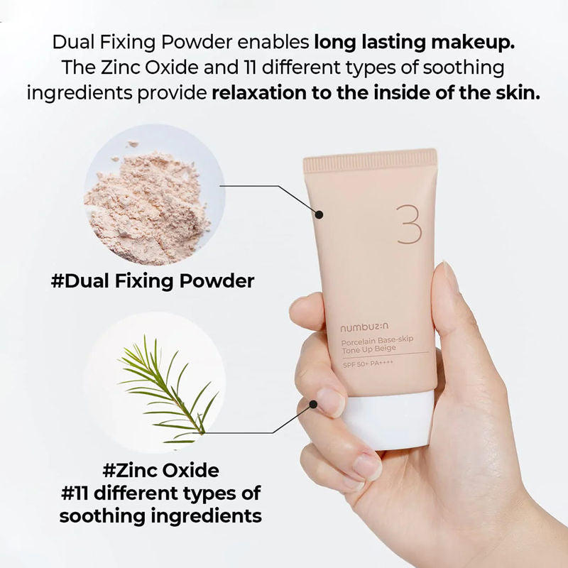 No.3 Porcelain Base-Skip Tone Up Beige SPF 50+ PA ++++