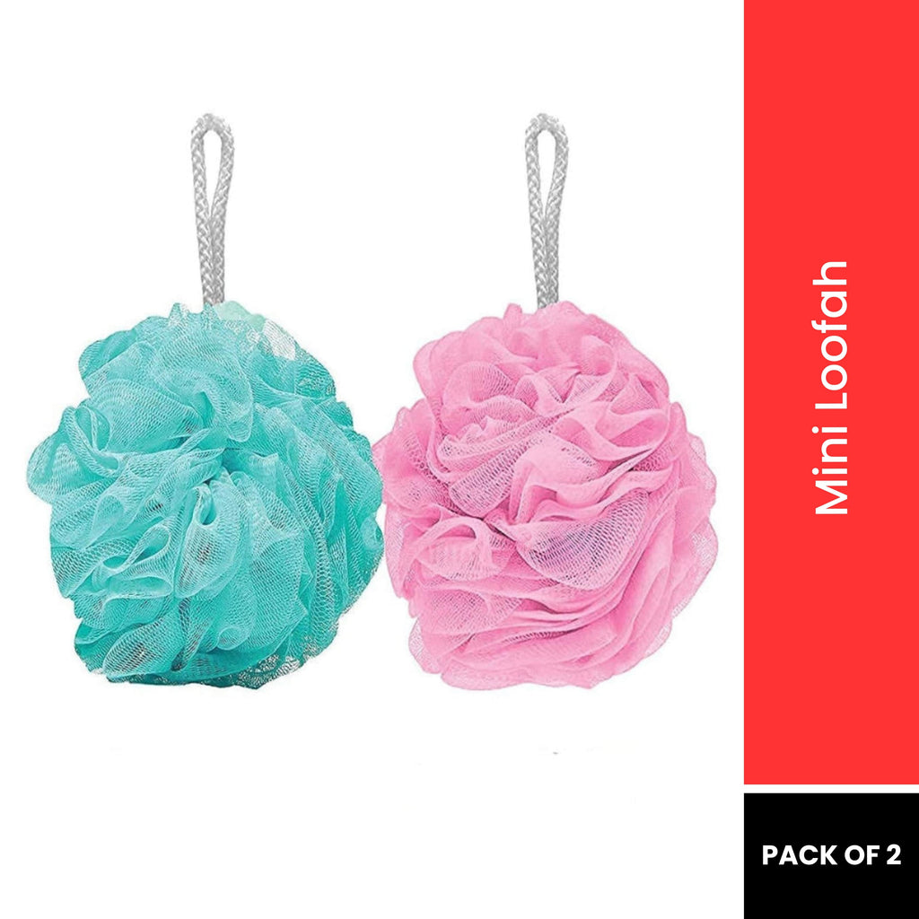 2 Pc Loofah For Body Scrubbing Round Bath Sponge (Color May Vary)