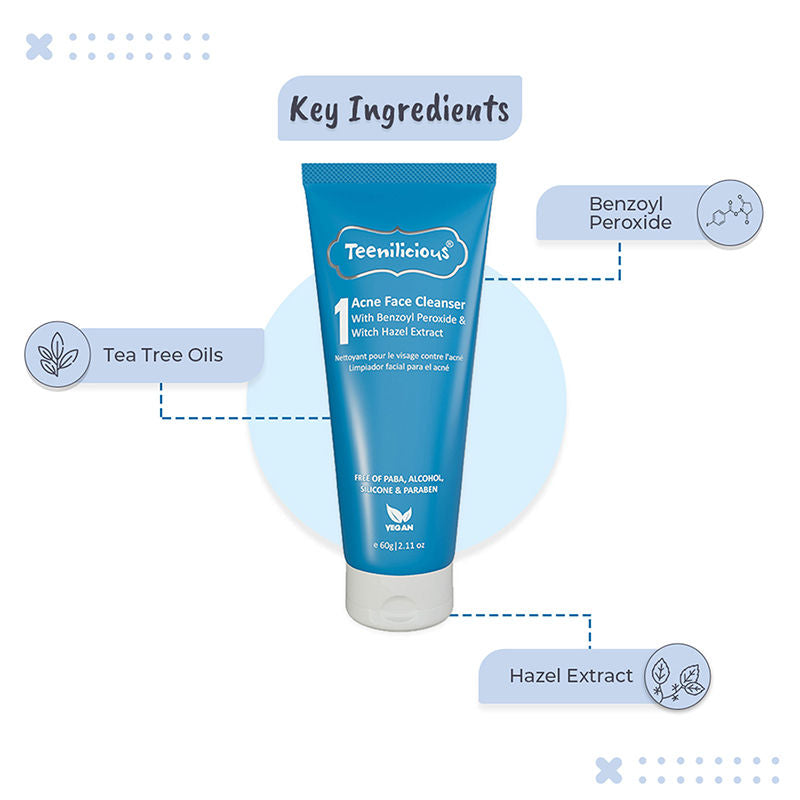 Acne Face Wash With Benzoyl Peroxide & Witch Hazel Extract