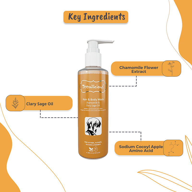 Hair & Body Wash With Chamomile & Clary Sage Oil