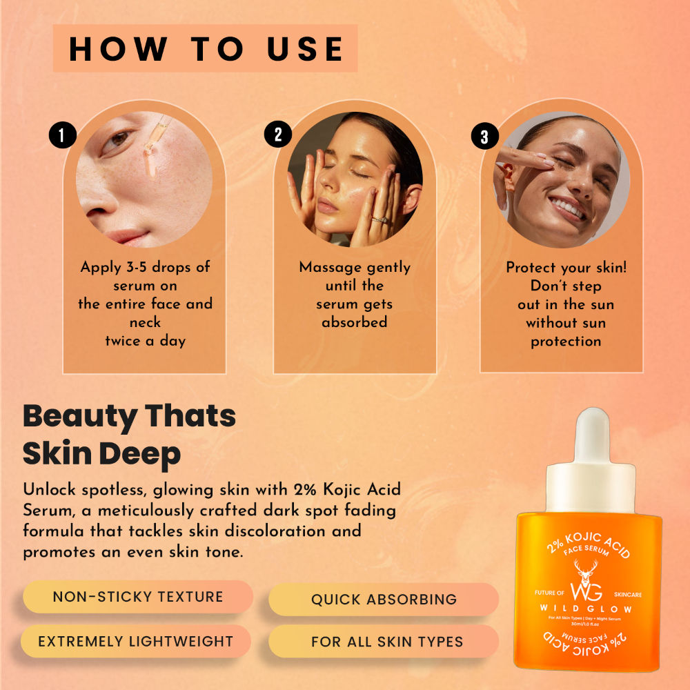 2% Kojic Acid Face Serum for Dark Spots, Skin Brightening & Radiant Glow