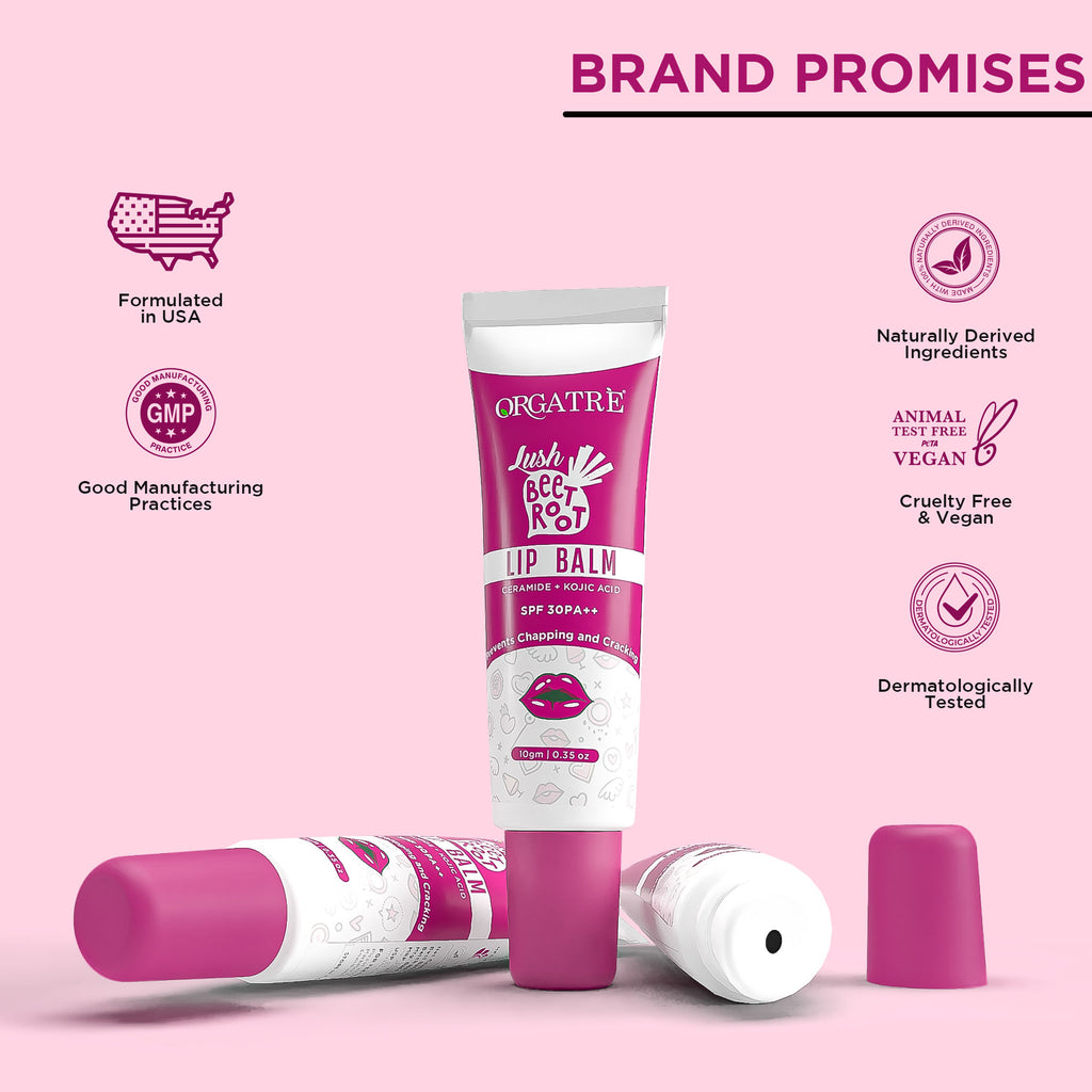 Beetroot Tinted Lip Balm SPF 30 PA++ with Ceramide & Kojic Acid for Brighten Dark Lips