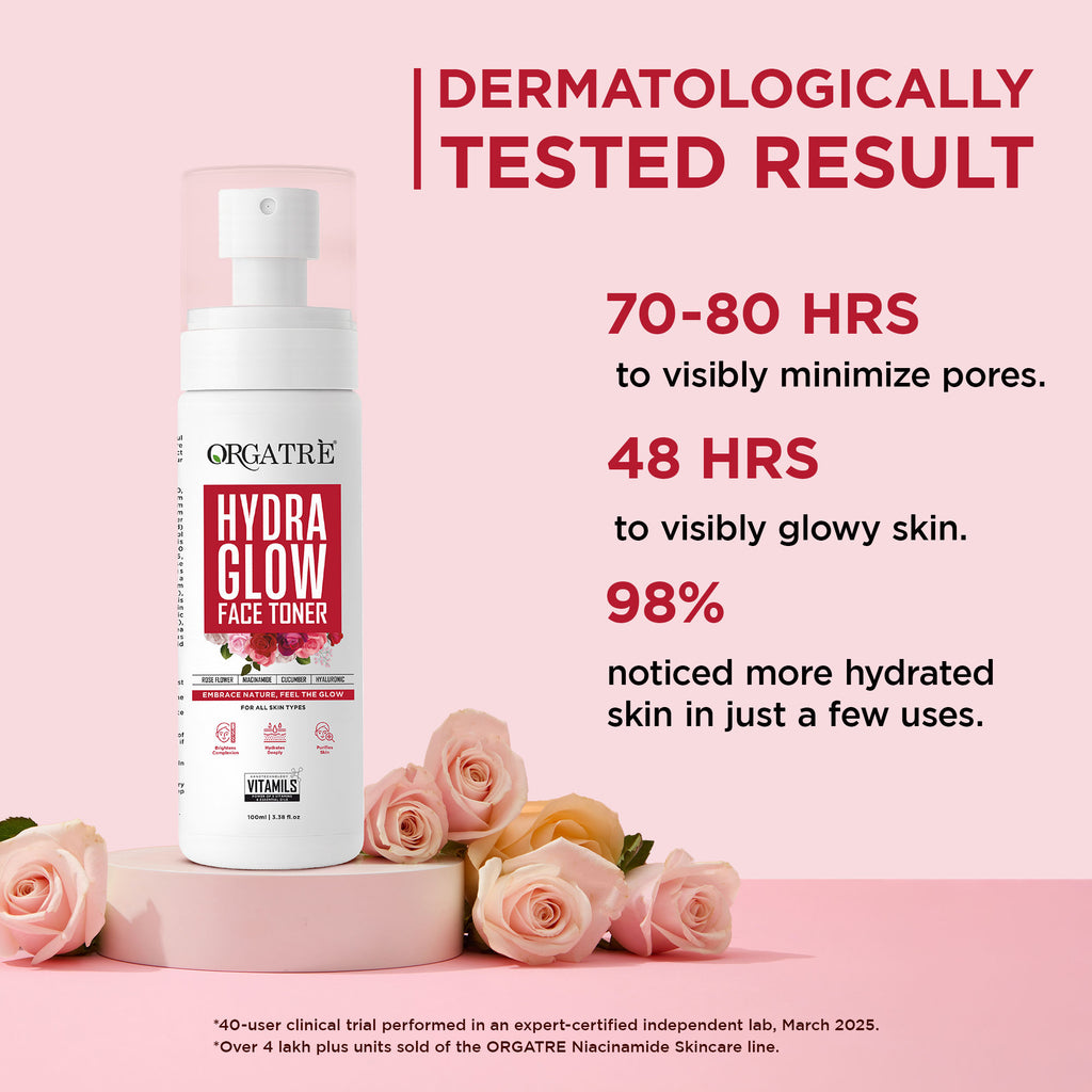 Hydra Glow Face Toner with Rose Water, Niacinamide & Hyaluronic Acid for Glowing Skin 100ml