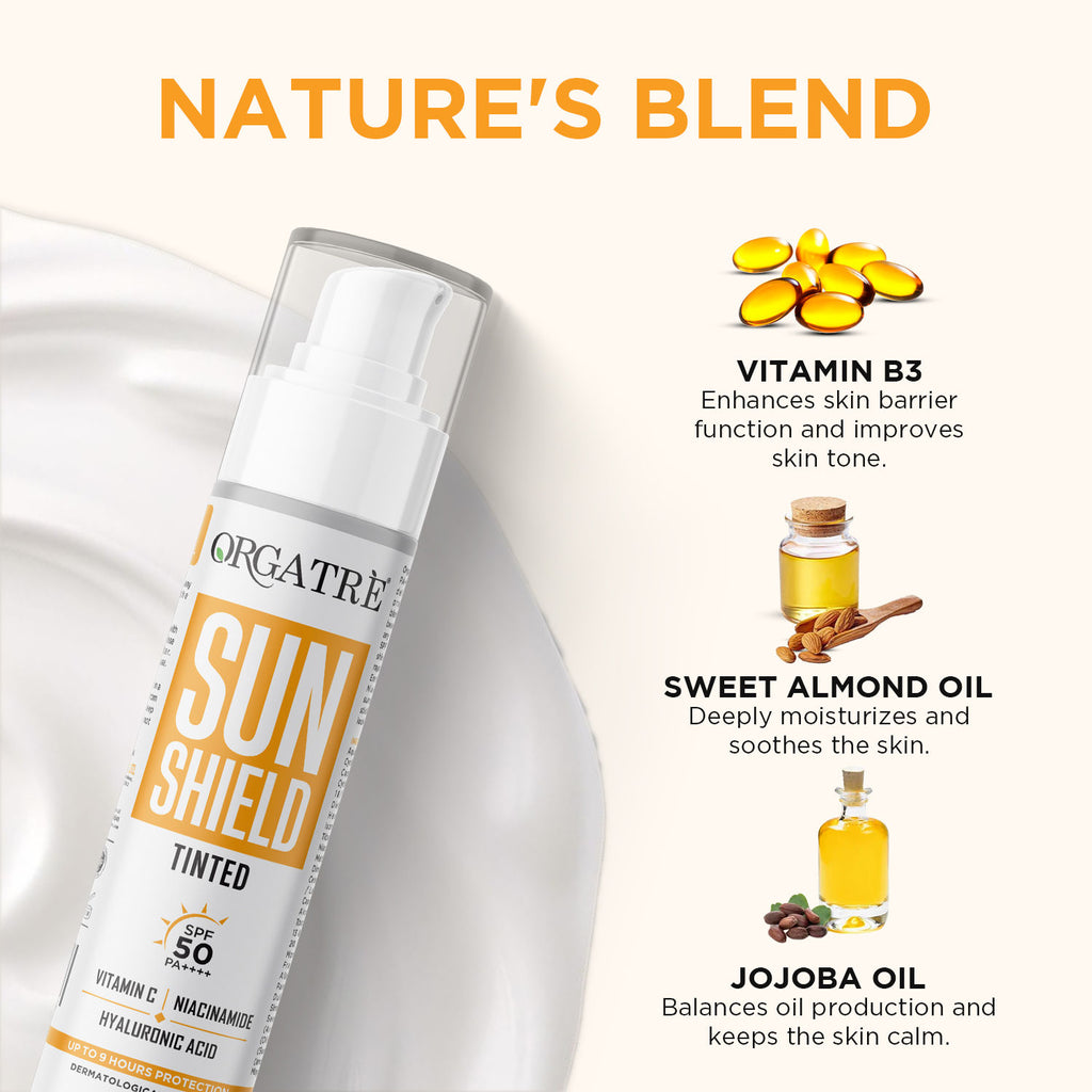 Tinted Sunscreen SPF 50 PA, Niacinamide & Vitamin C Waterproof & Lightweight Matte Finish