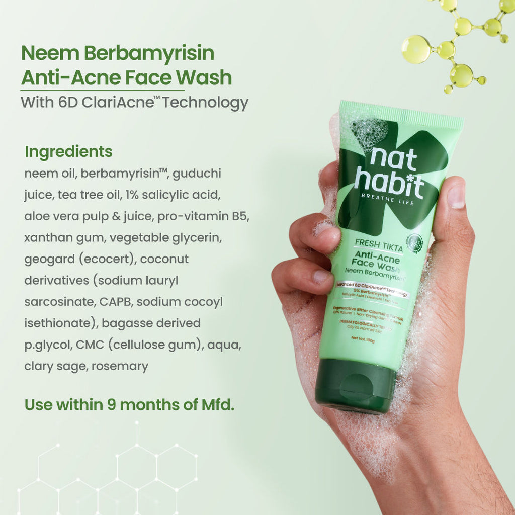 Anti-Acne Neem Berbamyrisin Tikta Face Wash