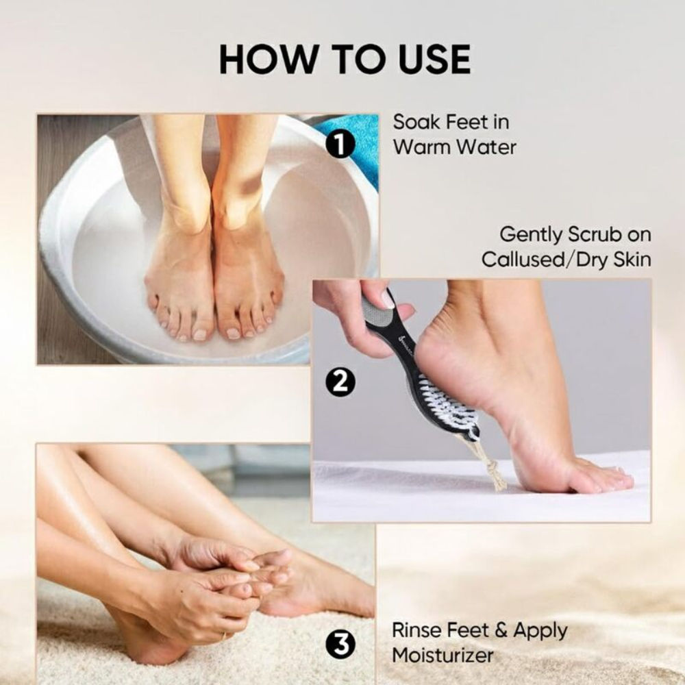 4 In 1 Foot Pedicure Brush, Pumice Stone, Scrubber & File For Soft Care