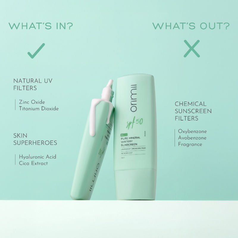 Mineral Sunscreen SPF 50 Watery Fluid, Zero White Cast, Lightweight & Non-Comedogenic