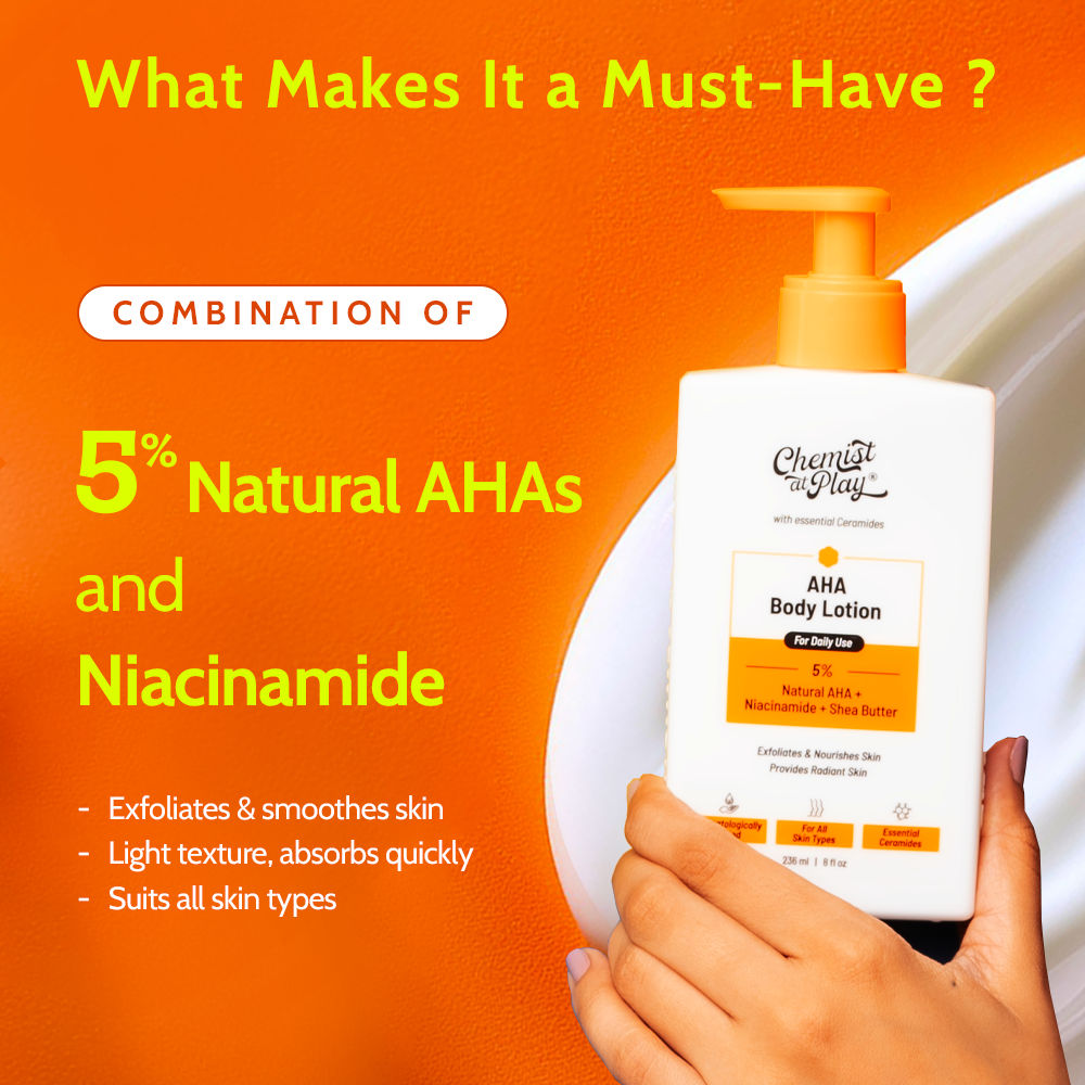 AHA Body Lotion With Niacinamide Shea Butter Moisturizer For All Skin Types