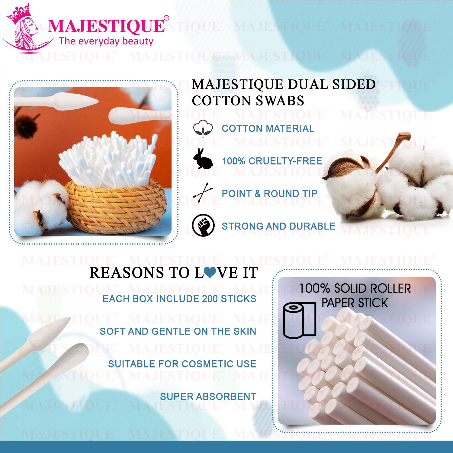 Dual-purpose Cotton Swab Makeup Remover Stick - 200 Pcs
