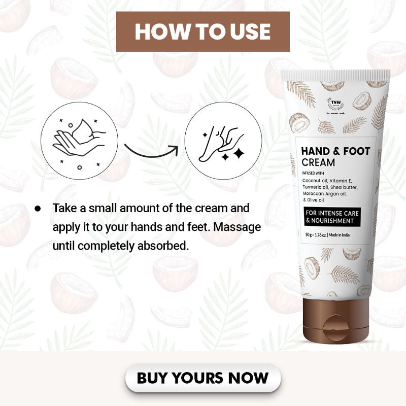 Coconut Hand & Foot Cream For Super Soft and Moisturized Skin - Non- sticky