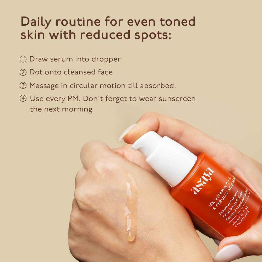15% Vitamin C + E Serum For Face With Ferulic Acid Lightweight Face Serum For Glowing Skin