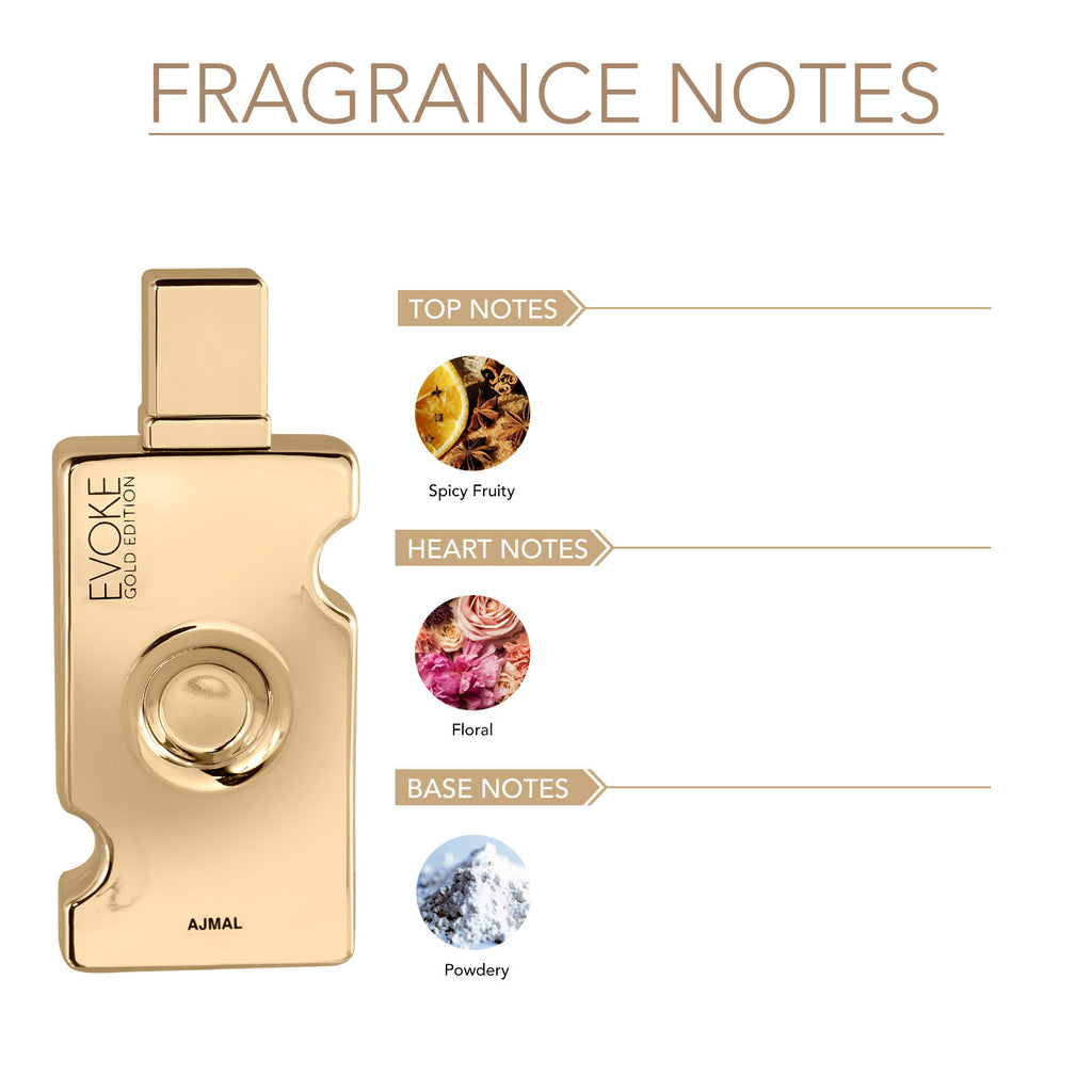 Ajmal Evoke Gold Edition Eau De Parfum for Women - Floral Woody Musky Long-Lasting Perfume