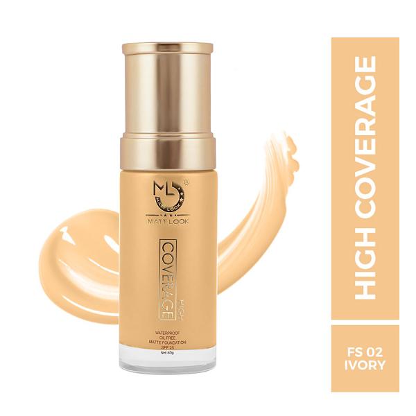 High Coverage Waterproof Oil Free Matte SPF 25 Foundation - Ivory