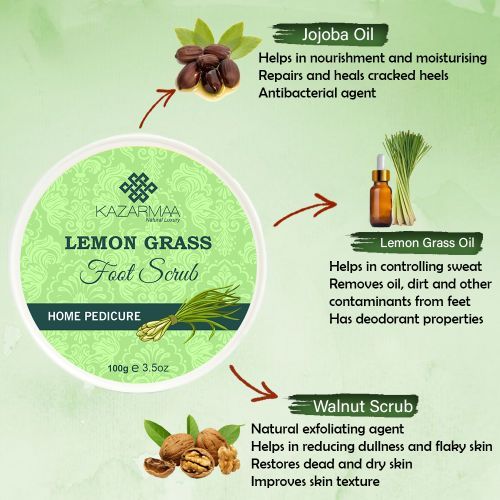 Anti Fungal Lemon Grass Foot Scrub For Home Pedicure With Natural Oils
