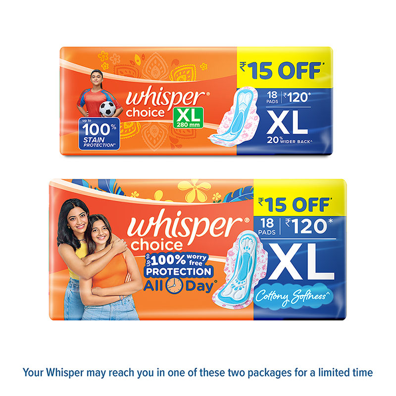 Choice XL thick Sanitary Pads - upto 100% Stain protection with side safe Wings- 16 Pads 2 Free Pads