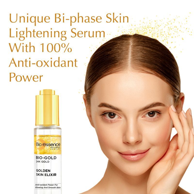 24K Gold Skin Elixir, Vitamin C Face Serum, Moroccan Argan Oil & Hyaluronic Acid