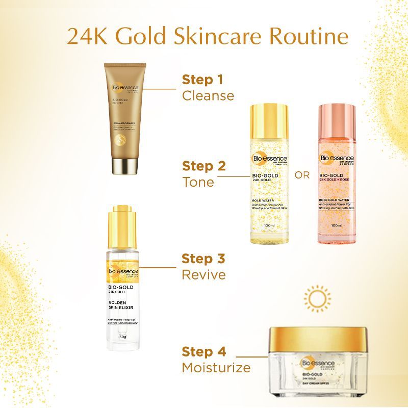 24K Gold Skin Elixir, Vitamin C Face Serum, Moroccan Argan Oil & Hyaluronic Acid