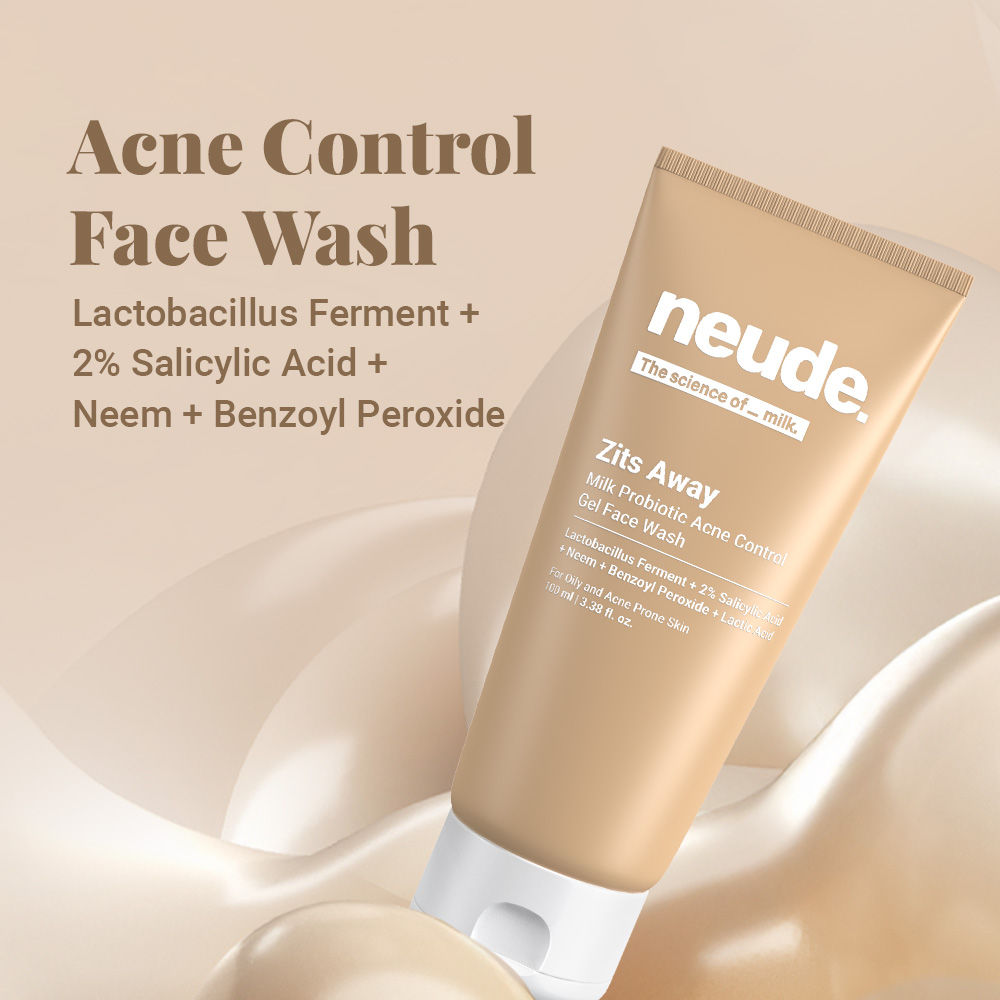 Milk Probiotic Acne Control Gel Face Wash with 2% Salicylic Acid & Neem - Zits Away