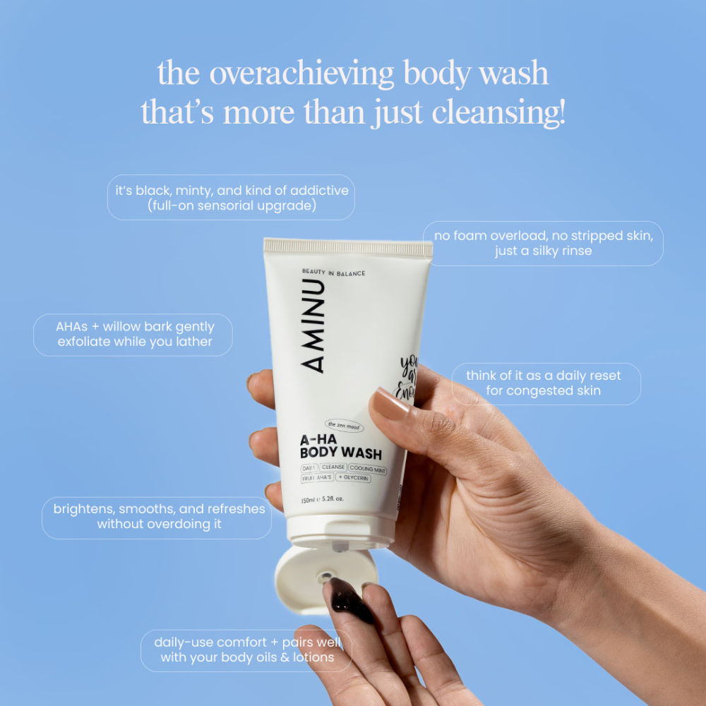 AHA Body Wash – Exfoliating Cleanser for Brighter, Smoother Skin, 5 AHAs + Charcoal Detox