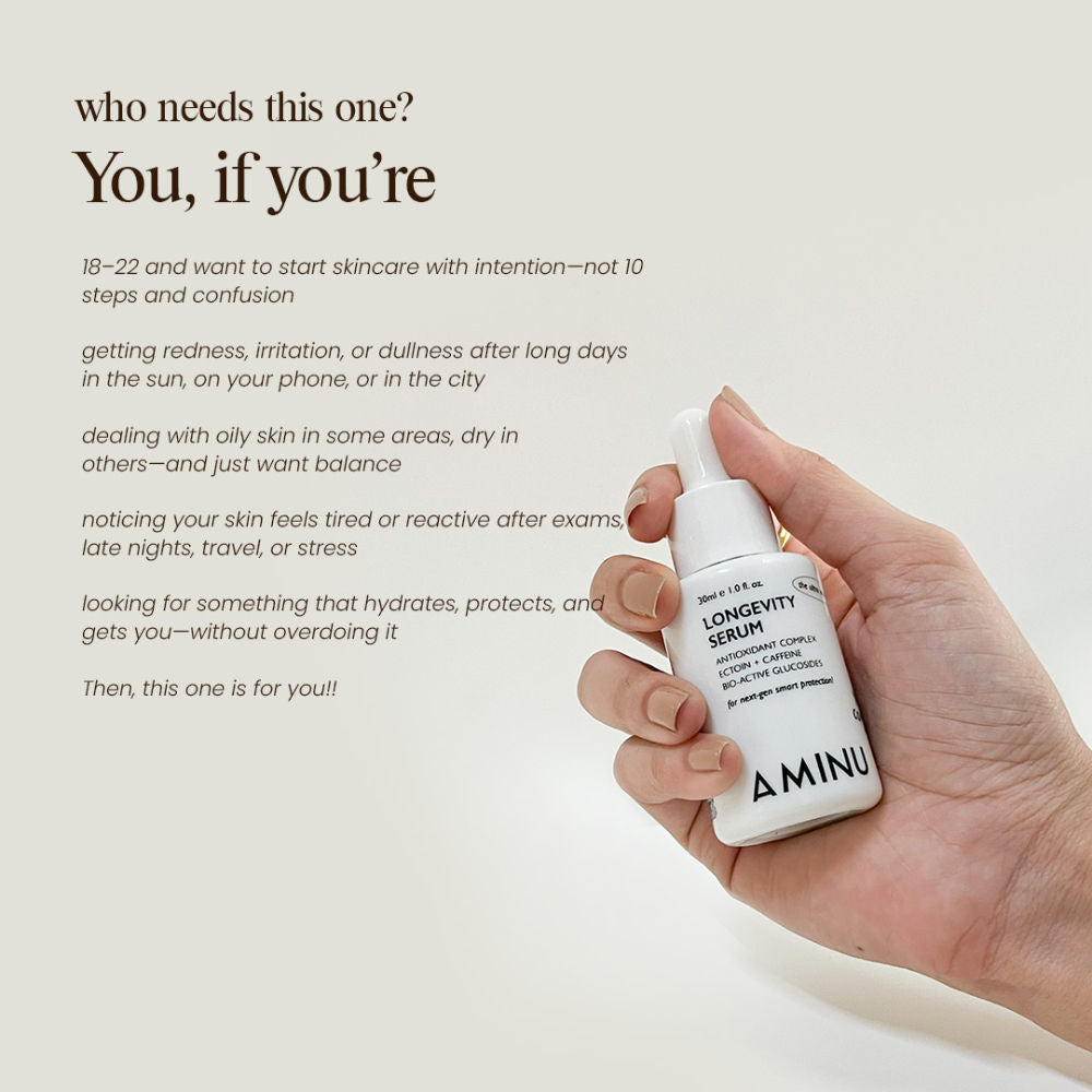 Longevity Serum – Calms Redness, Strengthens Barrier, Prevents Premature Aging – HA + Caffeine