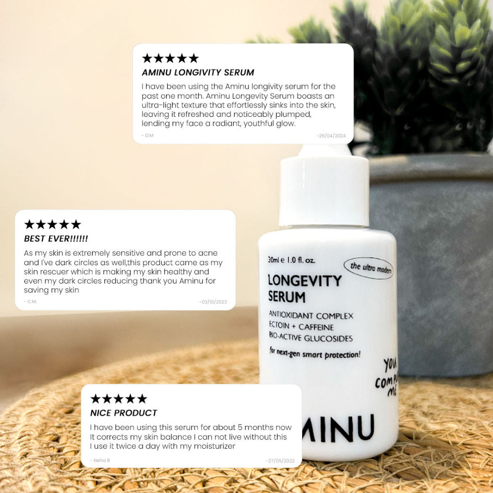Longevity Serum – Calms Redness, Strengthens Barrier, Prevents Premature Aging – HA + Caffeine