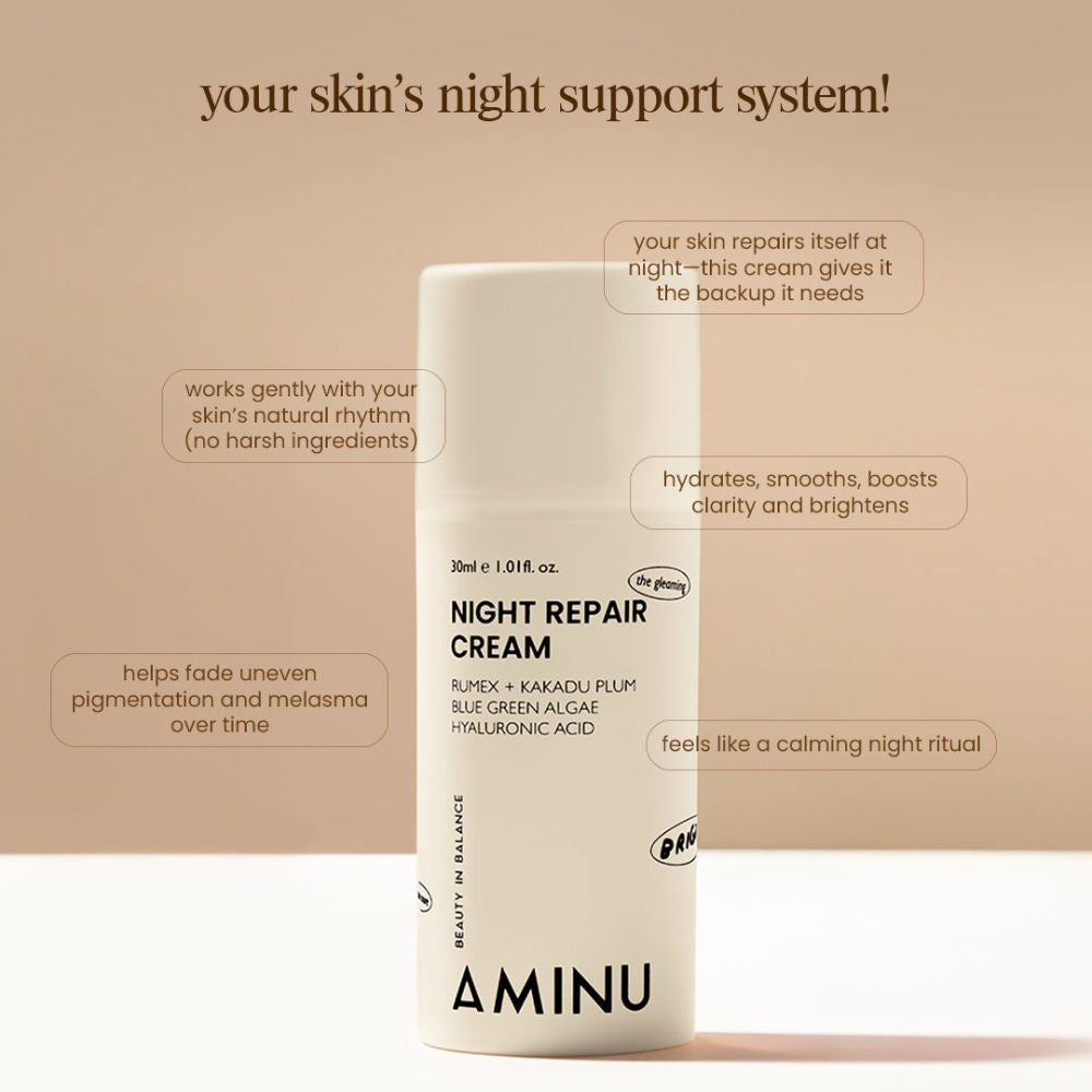 Night Repair Cream-Brightening Moisturizer for Uneven Tone & Dark Spots-Niacinamide + Vit C+HA