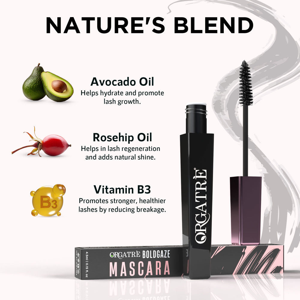 Boldgaze Waterproof Mascara for High Volume, Smudge-Proof & Highly Pigmented Very Black