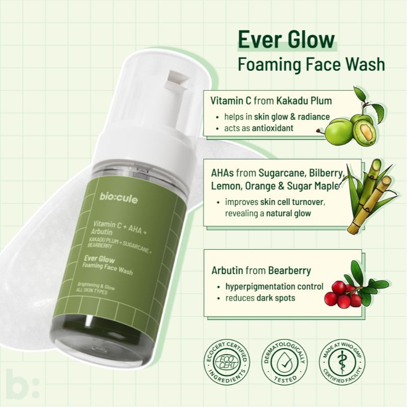 Ever Glow Vitamin C Foaming Face Wash With AHA & Arbutin For All Skin
