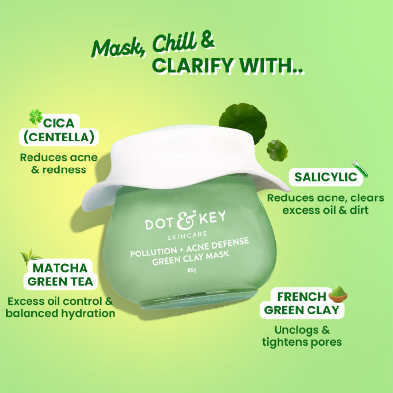 Anti-Acne Salicylic Green Clay Face Mask For Dark Spots Redution & Balances Oil & Sebum