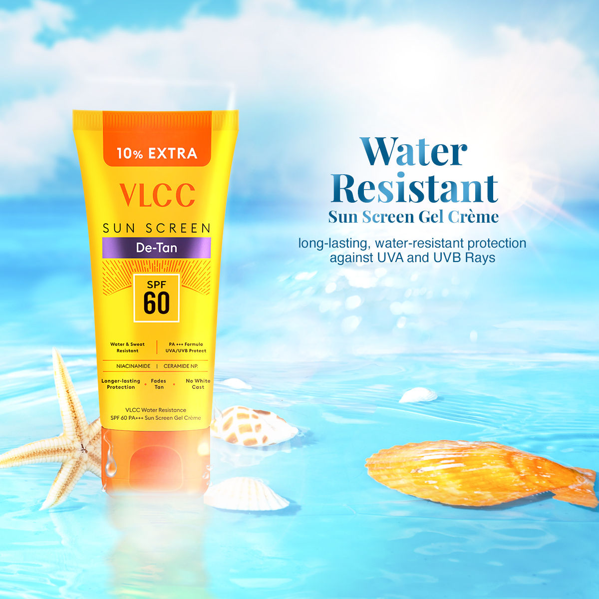 Water Resistant SPF 60 PA+++ Sunscreen Gel Cream