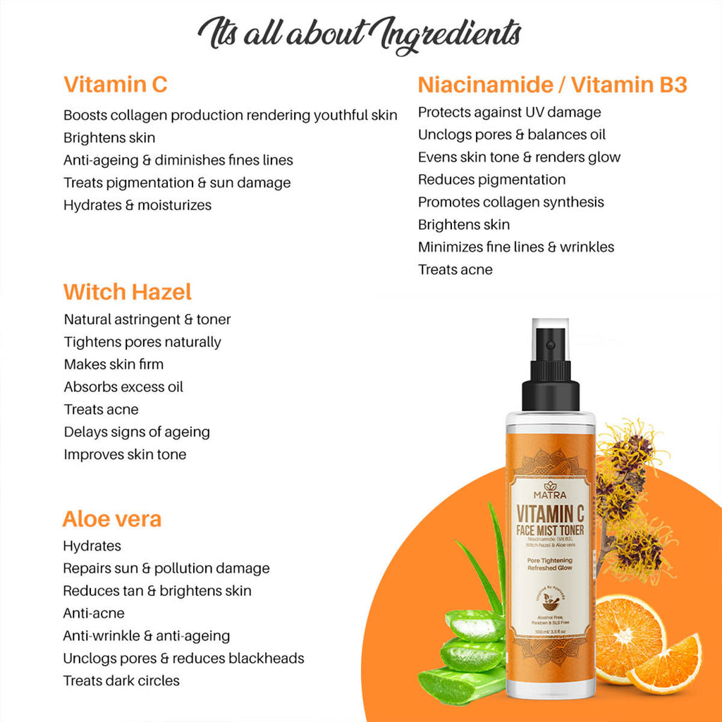Vitamin C Face Mist Toner with Niacinamide (vit B3) Witch Hazel And Aloe Vera